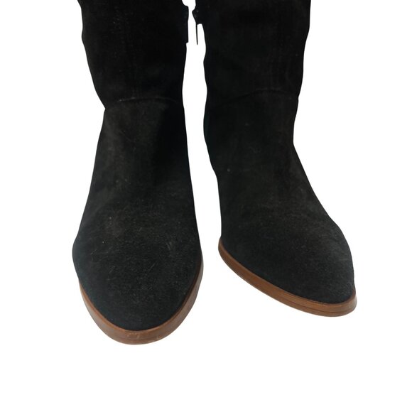 Garnett Hill Arlo Tall Black Spanish Suede Heeled Boots - Picture 7 of 13